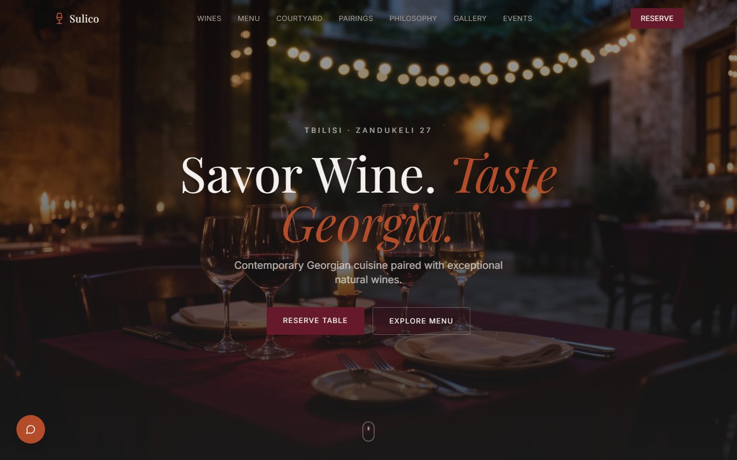 Sulico restaurant landing page